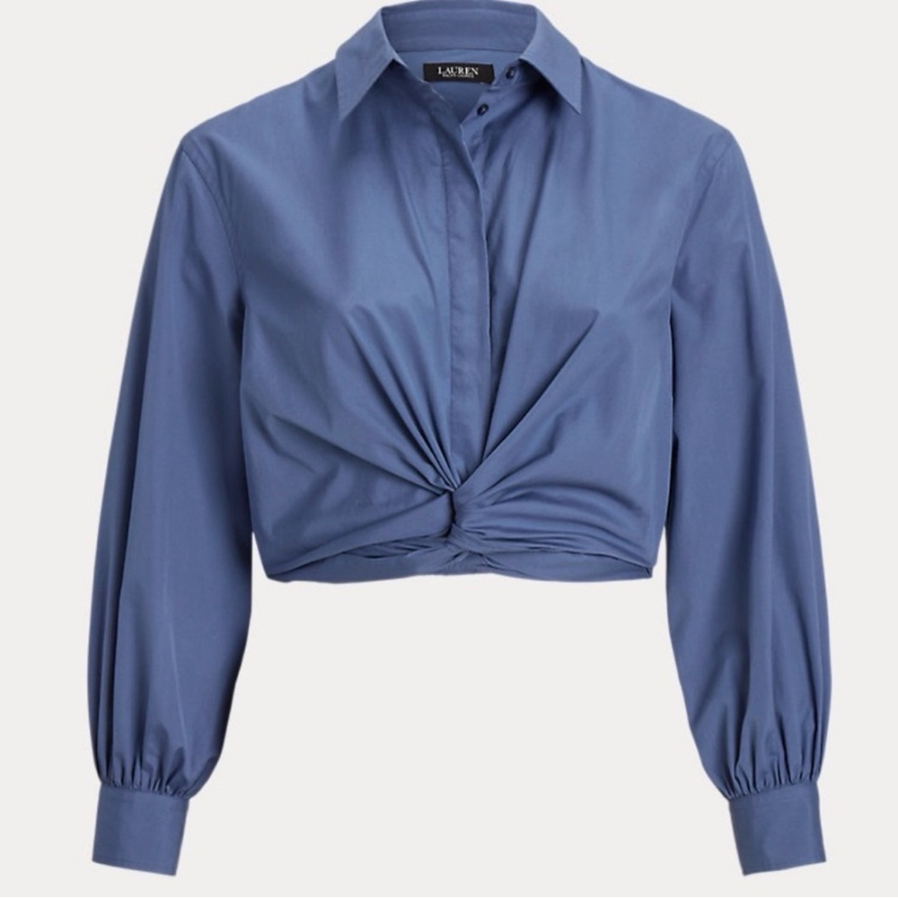 Ralph Lauren Blue Twist-Front Blouse